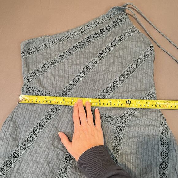 Free People Bella Mint Blue Boho One Shoulder Maxi Dress Size S Festival - Picture 8 of 15